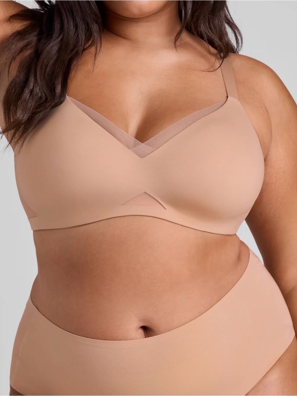 Honeylove CrossOver Contour Wireless Bra Sand Nude US 44D Stretch BRBR00036